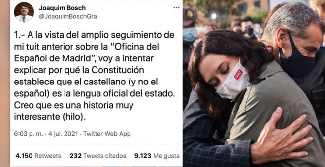 El hilo de Joaquim Bosch que explica por qué el castellano (y no el español) es la lengua oficial del Estado