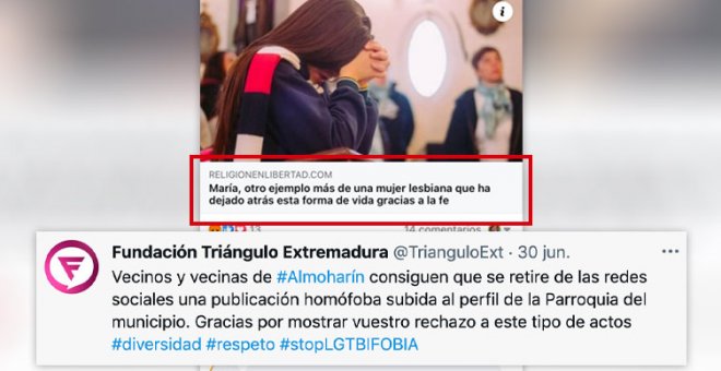 Críticas a una parroquia extremeña por un post sobre una "mujer lesbiana que ha dejado atrás esta forma de vida"