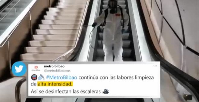 Los ciudadanos de Bilbao se mofan de la desinfección del metro