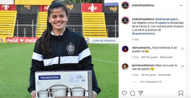 El premio machista para una brillante futbolista paraguaya: un juego de ollas