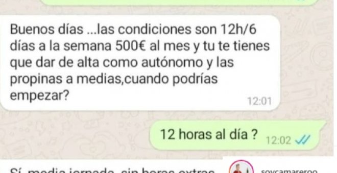 MierdaJobs - "Media jornada, sin horas extra": un bar busca camarero para trabajar doce horas diarias por 500 euros