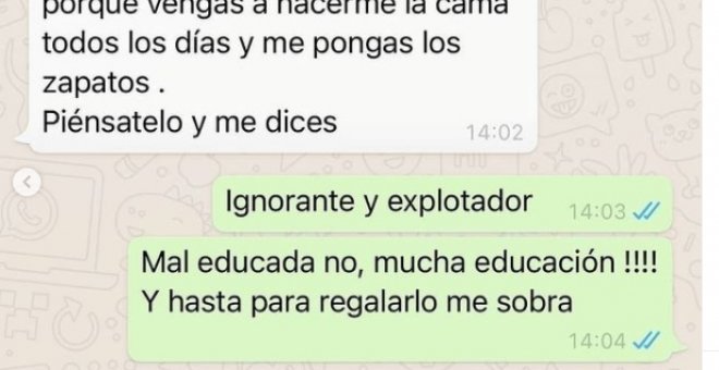 MierdaJobs - El clasismo de un empleador a una trabajadora del hogar: "Te pago 2 ? por hacerme la cama y ponerme los zapatos"