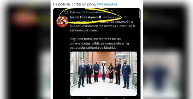 "Telemadrid, el cortijo de Ayuso, y cada día, la tele de menos gente": indignación por lo que ha hecho Telemadrid con Ayuso