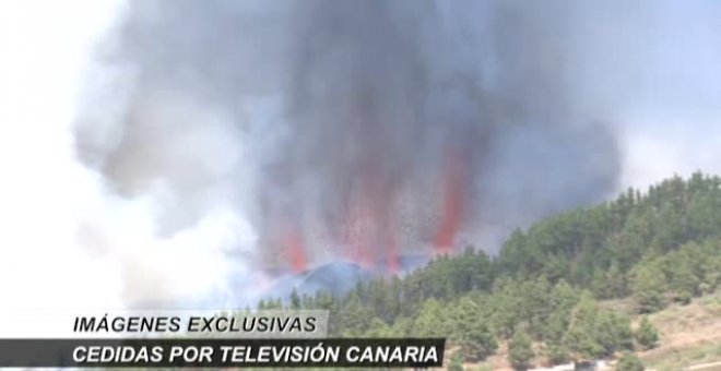 La erupción del volcán de La Palma deja lava y una columna de humo negro