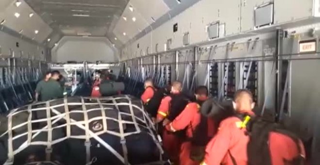 Sale de Morón un avión A400 del Ejército del Aire con destino a La Palma