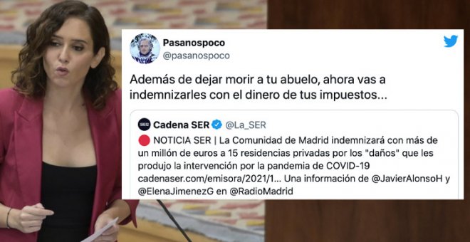 Indignación tras saberse que Ayuso indemnizará a 15 residencias intervenidas en la pandemia: "Ya nada sorprende. Ganaron las cañas"