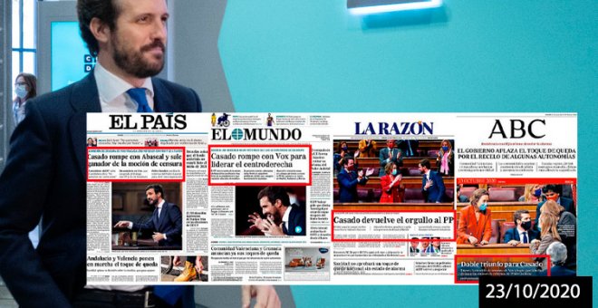 Cuando las portadas vendían la 'ruptura' de Casado con Abascal versus la cruda realidad un año después