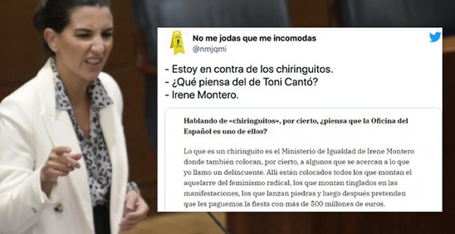 Así escurre el bulto Rocío Monasterio cuando le preguntan por el 'chiringuito' de Toni Cantó