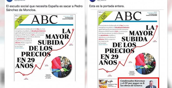 El PP critica al Gobierno con una portada del ABC pero se come una parte importante