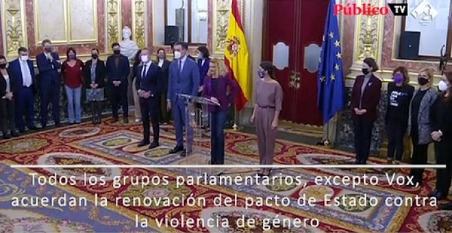 Todos los grupos parlamentarios, excepto Vox, acuerdan la renovación del pacto de Estado contra la violencia de género