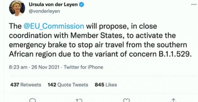 Bruselas pide restricciones aéreas para frenar la nueva variante del Covid