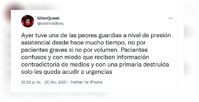 El hilo de un sanitario que explica cómo el colapso de la atención primaria acaba saturando los hospitales