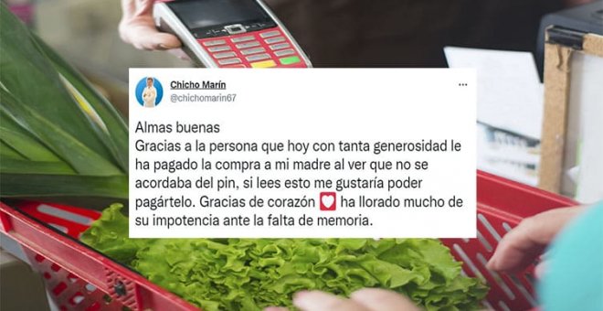 La solidaridad de un joven anónimo al pagar la compra a una señora mayor que no se acordaba del pin de la tarjeta