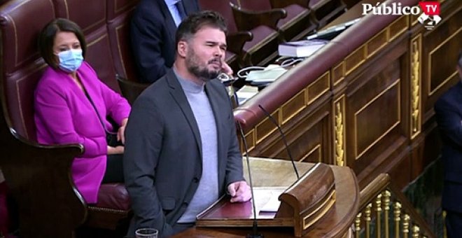 Rufián: "He escuchado a Casado hacer buenos discursos, pero le duró una semana hacer de Merkel"