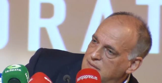 Tebas no considera que el Barça esté cometiendo "ninguna irregularidad" con Dembélé