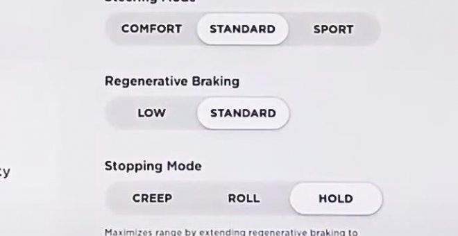 Tesla vuelve a permitir configurar la frenada regenerativa en una nueva actualización