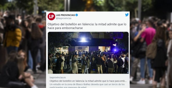 Cachondeo en Twitter con un artículo que dice que la mitad de los jóvenes van de botellón para emborracharse: "¿Y la otra mitad?"