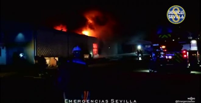 Aparatoso incendio en un polígono industrial sevillano