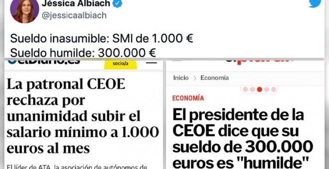 La CEOE rechaza la subida del salario mínimo y les recuerdan lo que era un sueldo "humilde" para su presidente