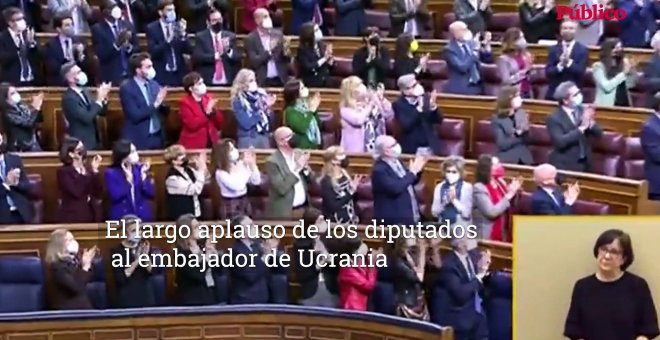 Los diputados aplauden en pie al embajador de Ucrania