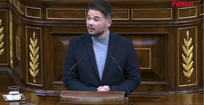 Rufián recuerda a Vox que "perdían la chaveta por hacerse una foto con Putin" y apunta: "Lo de que es comunista... ¿De dónde lo sacan? ¿Toni Cantó?"