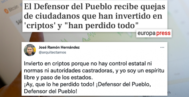 "Esta noticia resume el neoliberalismo español de hoy": las quejas al Defensor del Pueblo por las criptomonedas, analizadas en Twitter