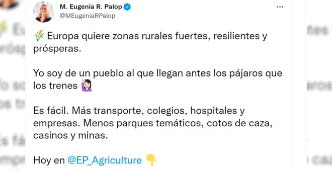 "Yo quiero que las zonas rurales sean fuertes, resilientes y prósperas". La eurodiputada María Eugenia R. Palop reflexiona en la Eurocámara sobre el mundo rural