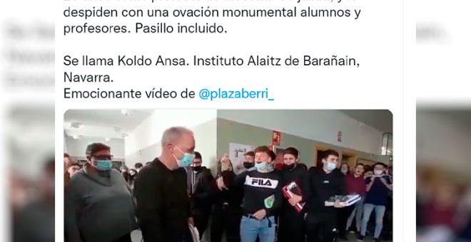 La emotiva despedida a un profesor de Filosofía por su jubilación en un instituto de Navarra