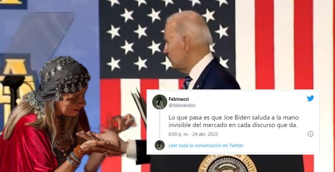 Las redes intentan averiguar a quién saluda Joe Biden: "A la mano invisible del mercado" o "a la democracia inexistente"