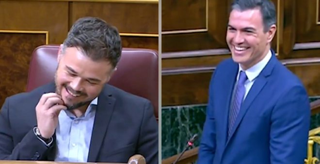 Esta es la cara de Rufián tras el lapsus "imperdonable" de Pedro Sánchez