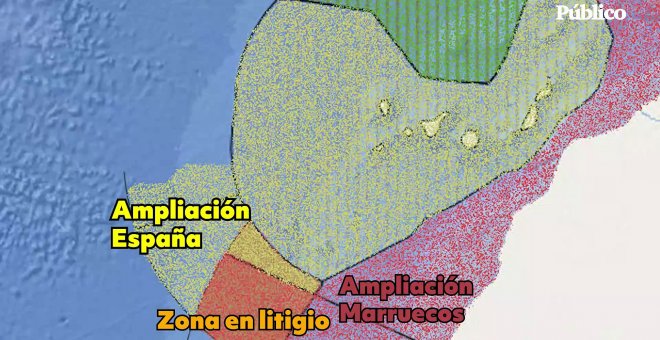 El conflicto de la delimitación de aguas entre España y Marruecos en mapas