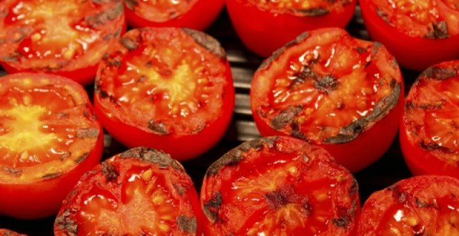 Pato confinado - Receta de tomates asados con ajo, albahaca y queso parmesano