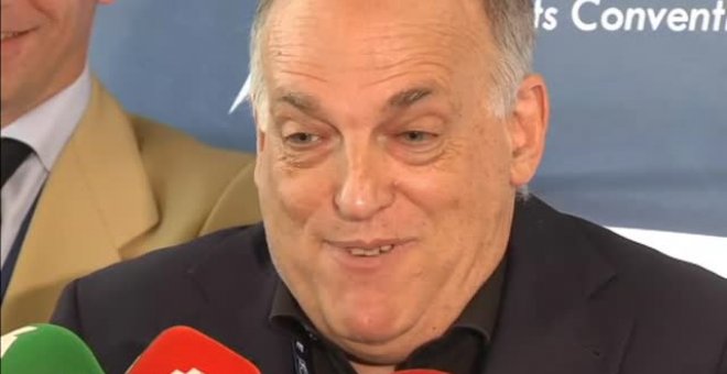 Tebas: "No puede ser que un equipo que ha perdido 300 millones le quite Mbappé al Real Madrid"