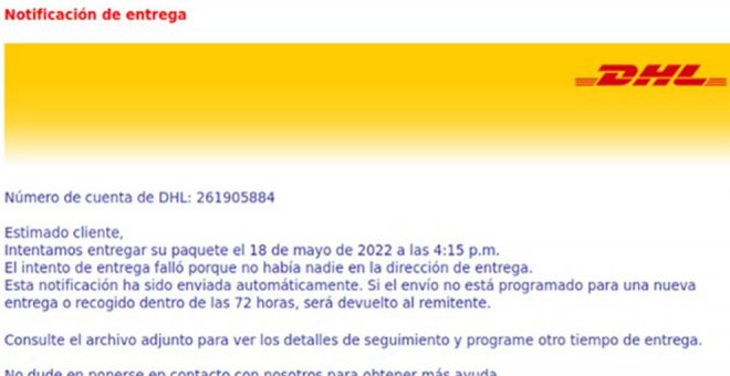 Suplantan a la empresa de mensajería DHL en campañas de propagación de malware