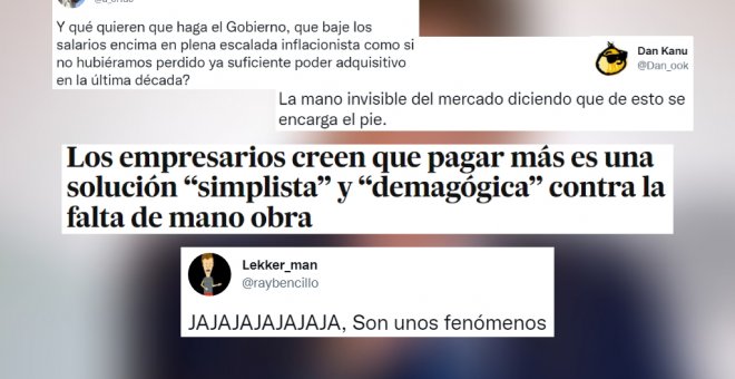 Los empresarios dicen que pagar más a los trabajadores es "simplista" y "demagogo" y los tuiteros no tienen piedad: "Son unos fenómenos"