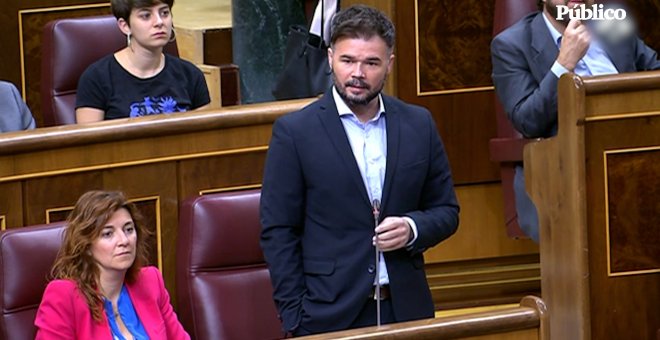 Rufián: "Un melón, 13 euros. 16.300 euros de salario medio. ¿Cómo la gente va a comprar fruta? Esto nos puede arrasar a ustedes y a nosotros"