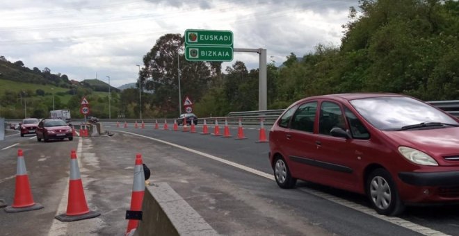 Abierta la A-8 en el límite con Vizcaya que estaba afectado por las obras del talud