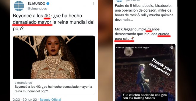 Beyoncé con 40 años es "demasiado mayor" y a Mick Jagger con 76 "le queda cuerda para rato": críticas al doble rasero de 'El Mundo'