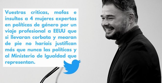 La aplaudida reacción de Gabriel Rufián a los ataques a Irene Montero: "Si llevaran corbata y mearan de pie, no haríais vuestras críticas"