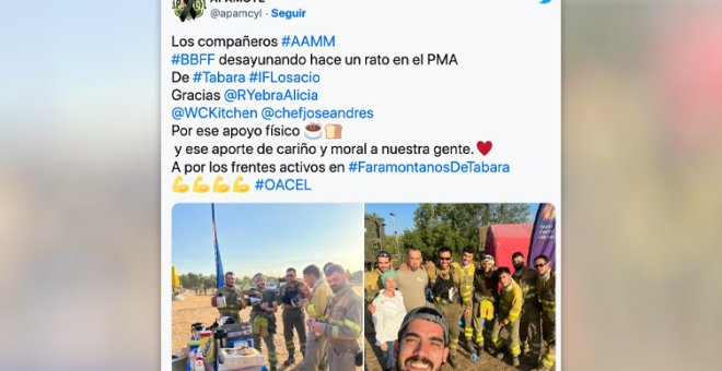 "Lo que no hace la Junta de Castilla y León lo tiene que hacer el chef José Andrés": aplausos a la iniciativa con los brigadistas contra el fuego