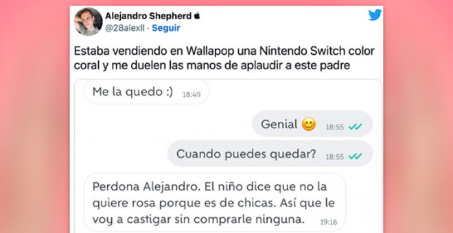 La lección de un padre a su hijo por no querer una videoconsola rosa: "Me duelen las manos de aplaudirle"