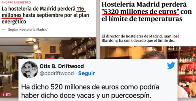 Los tuiteros 'sospechan' de las pérdidas estimadas por las medidas de ahorro en la hostelería: "Las cifras las da el que cuenta los muertos del comunismo"