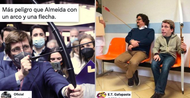 Despiporre con la foto (con truco) de Almeida con un arco y una flecha: "Más peligro que un mono borracho con una metralleta"