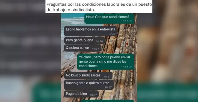 La curiosa respuesta de un hostelero cuando le preguntan por las condiciones de una oferta de trabajo: "No busco sindicalistas"