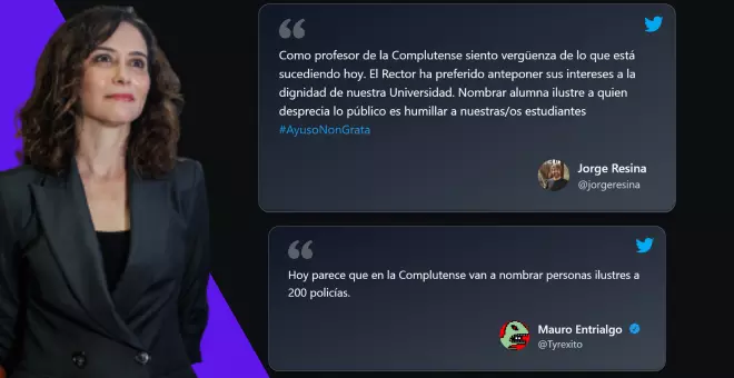 De la universidad a las redes: explota la indignación contra el nombramiento de Ayuso como alumna ilustre