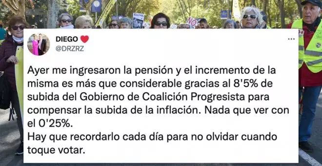 Las reacciones de jubilados en las redes al ver el aumento de su pensión: "Al final sí que servía votar a la izquierda"