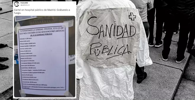 "Grábatelo a fuego": el cartel que alerta de los riesgos de privatizar la sanidad