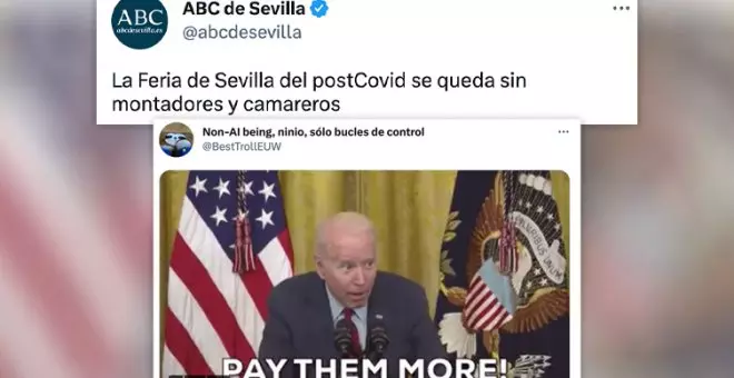 Una noticia sobre la falta de camareros y montadores para la Feria de Sevilla desata a los tuiteros: "Es el mercado, amigo"