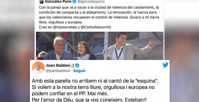 La respuesta de Baldoví a González Pons sobre los candidatos del PP en el País Valencià: "Por el amor de Dios, que ya os conocemos, Esteban"