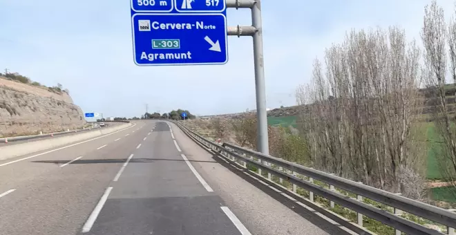 Indignació a Cervera per la castellanització d'un cartell a l'A-2